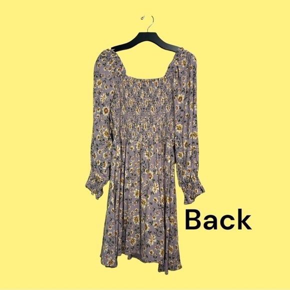 Angie Floral MIDI Pullover Dress Lavender with Yellow Flowers Size Large - Picture 2 of 6